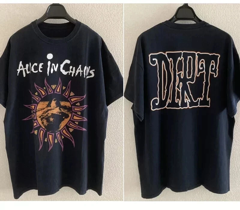 

2025 Short Sleeve VintageAlice in Chains Albums Basic Black Short Sleeve T Shirt Men Women European American Y2k Cotton
