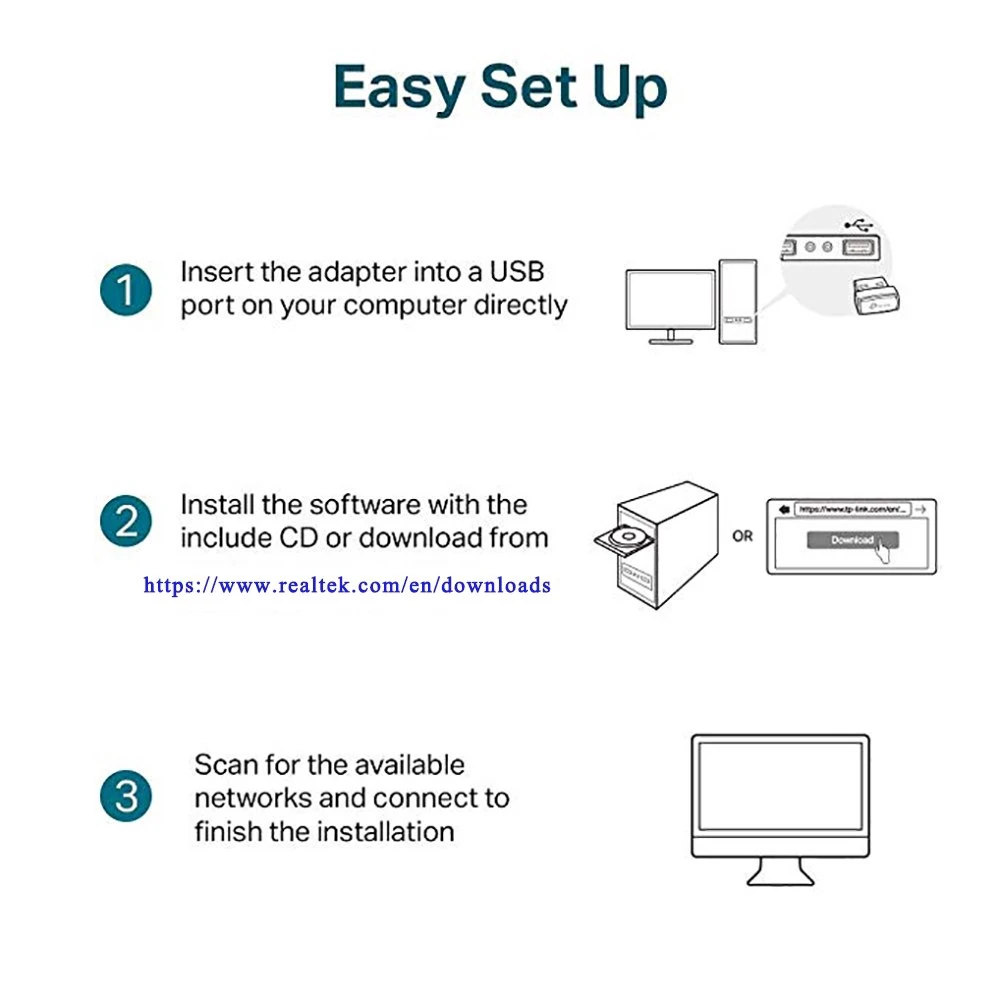 【Raady Stock】150Mbps Wireless Dongle Network Card USB Wifi Receiver 802.11N Adapter Rtl8188Eu External Lan Card Antenna