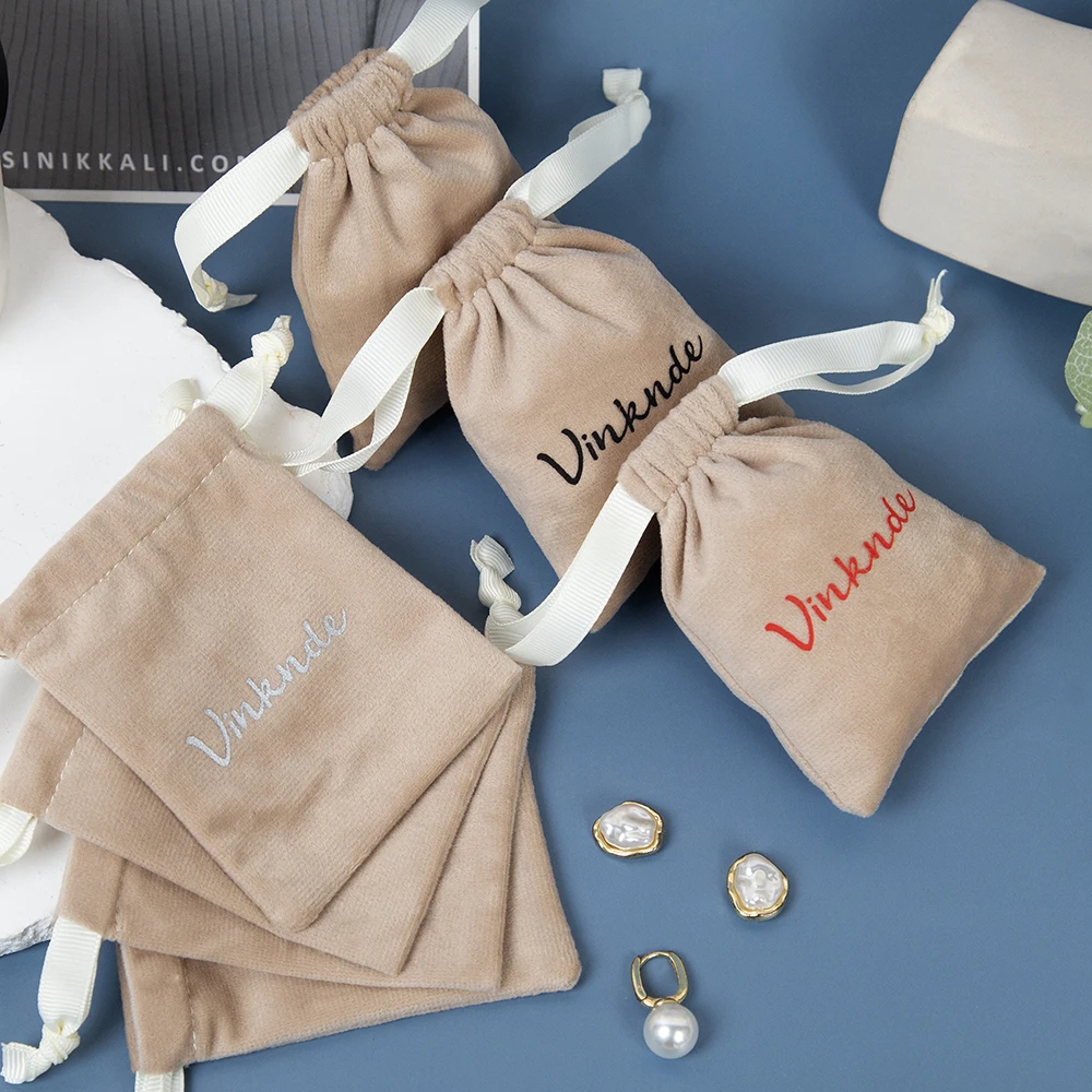 

50PC 7x9cm Bulk Custom Logo Jewelry Packing Pouch Small Drawstring Gift Velvet Bag Ring Necklace Earring Jewellry Velvet Pouches