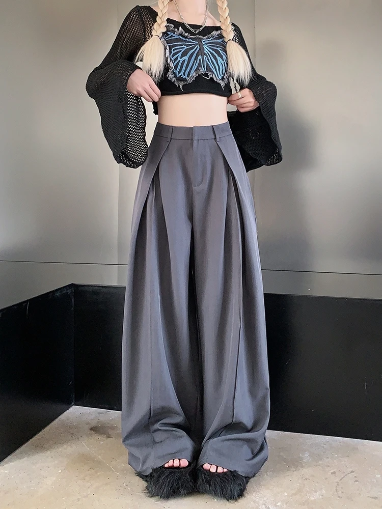 Loose Wide Leg Suit Pants For Women's Summer 2024 New Korean Version Fashionable Versatile High Waisted Casual Pants