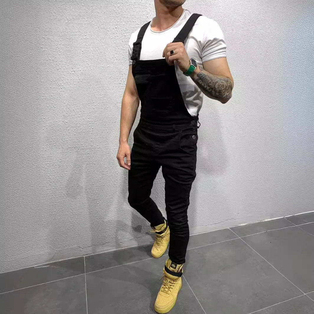 Men's Slim Fit Tie Dye Denim Overalls Fashionable Long Pants mid Waist Net Printing Cotton Blend Sporty 3D Effect Unisex
