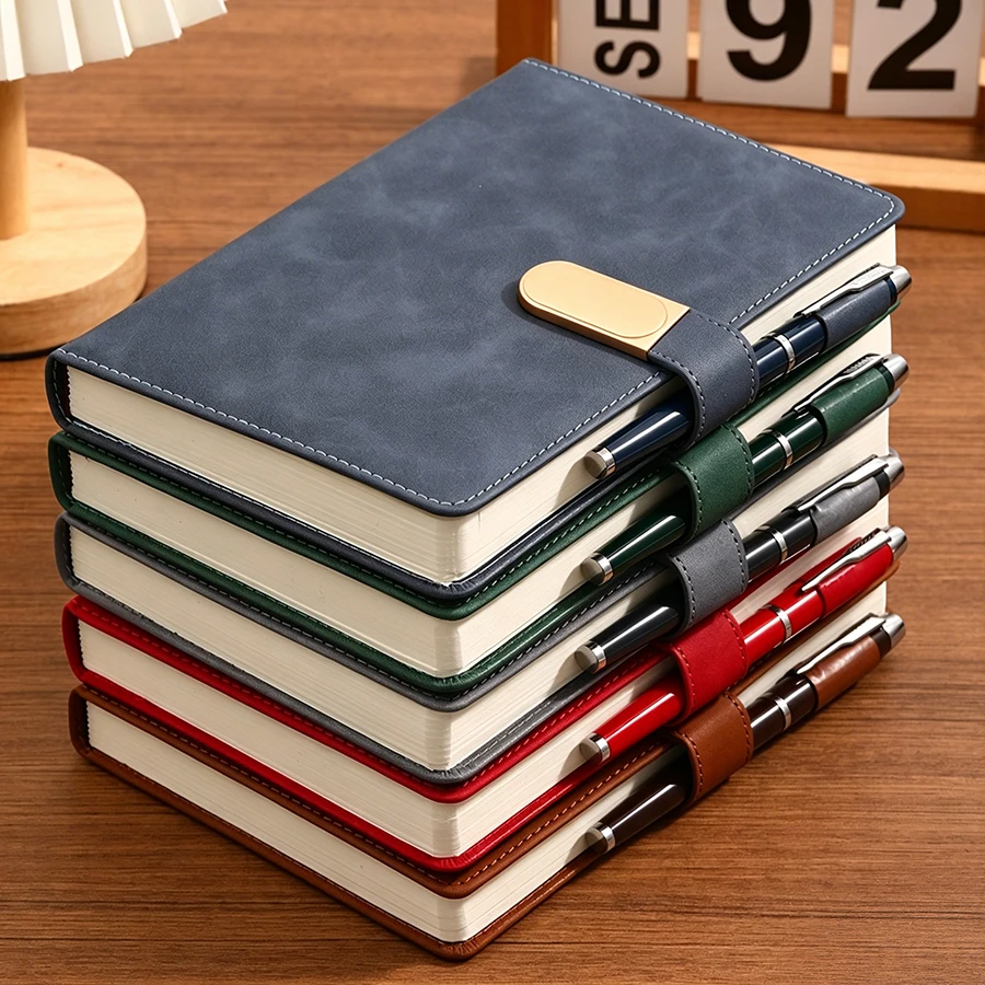 Vintage A5 Faux Leather Soft Cover Notebook With Exquisite Bookmark, Lightweight Daily Writing Journal With 2 Black Pens