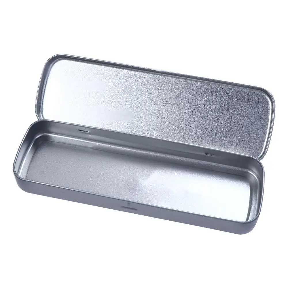 

For Kids Office Student Silver Single Layer Pen Box Pencil Box Pencil Case Stationery Box Pencil Storage Box