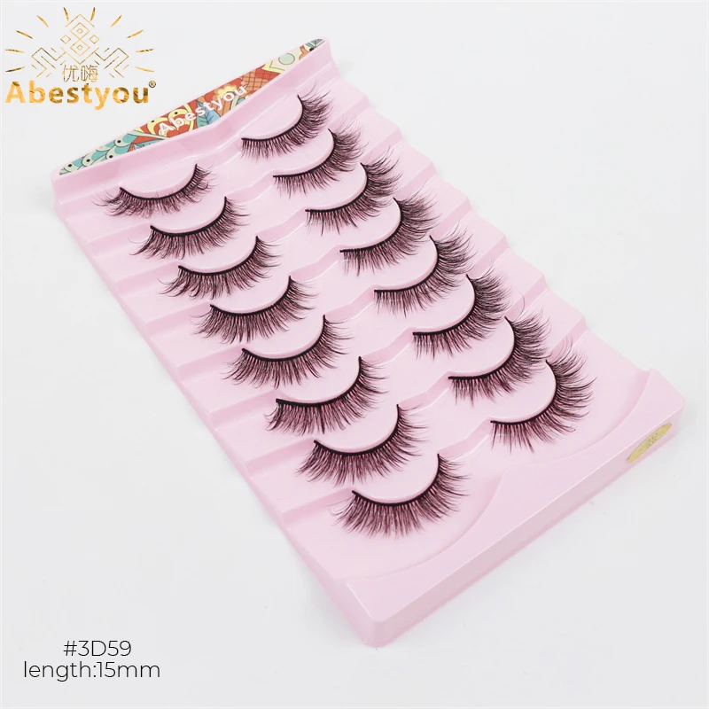 Abestyou Beauty Tools liefert 8 Paare 15mm 3d wispy natürlichen geflügelten Nerz falsche Lifting Wimpern Großhandel Make-up pulpmiddelen