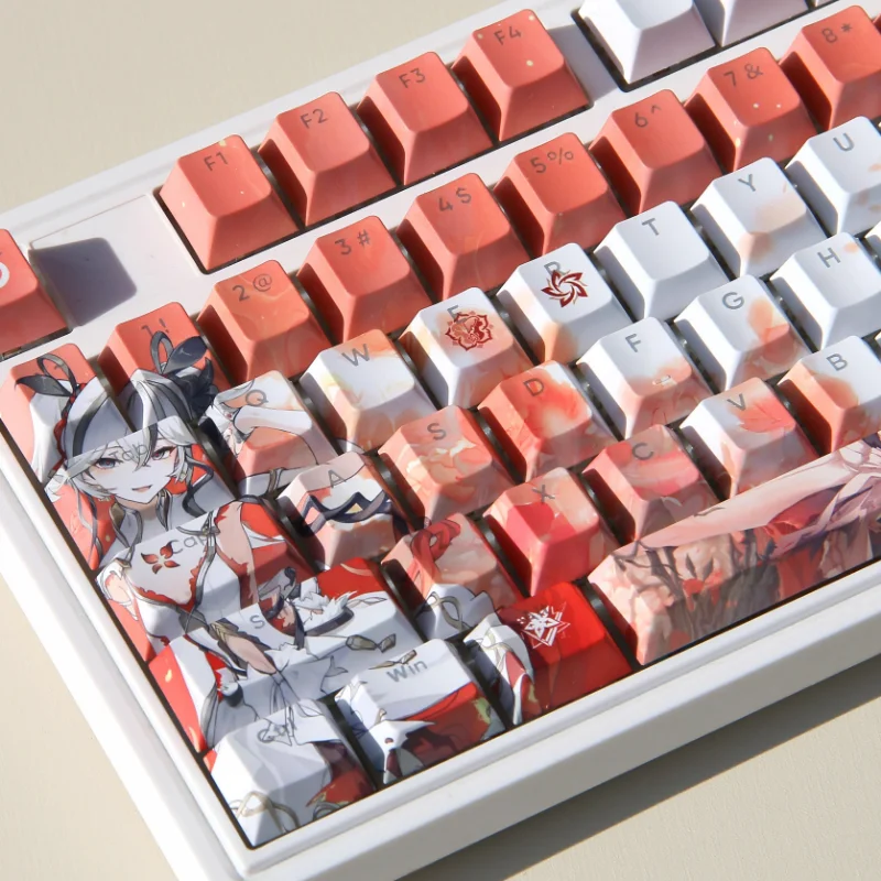 Anime Camellya Keycap Set 120 Keys PBT Cherry Profile Keycaps Custom Key Caps for atk68/MAD60/MAD68 Mechanical Keyboard Gifts