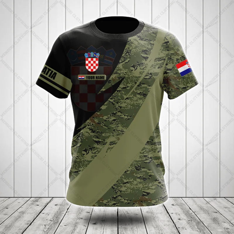 Customize Croatia Camouflage Tees Summer Cool Jersey Men\'s Fashion Loose Sportswear T-shirts Boys Oversized Short Sleeve Tops