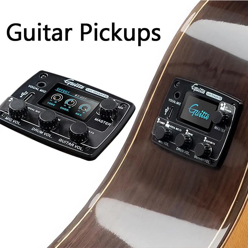 

GGP-05 Professional Acoustic Guitar Pickup LCD Digital Tuner Preamp EQ Live Streaming with Microphone Guitar Parts Accessories