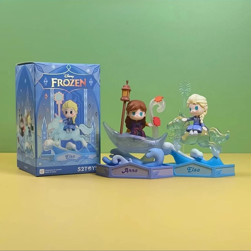 Подлинная 52 игрушки Disney «Холодное сердце», карусель, слепая коробка, Эльза, Анна, снежное сокровище, периферийные украшения, подарок, мультяшная милая сладость