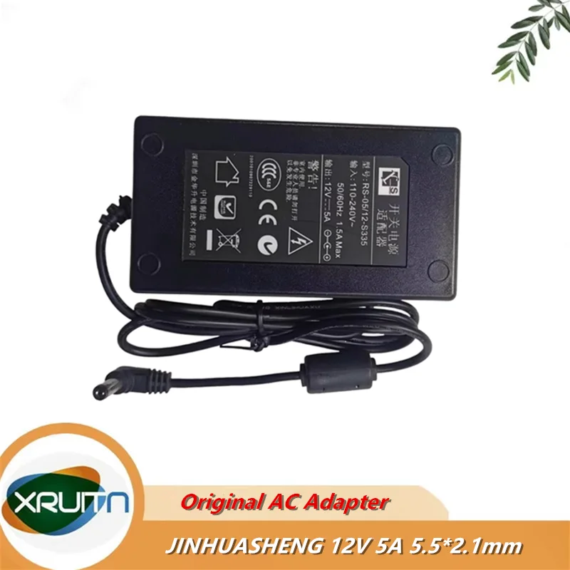 

Original JINHUASHENG RS-05/12-S335 AC DC Adapter Adaptor Charger 12V 5A 60W Power Supply 5.5*2.1mm Genuine