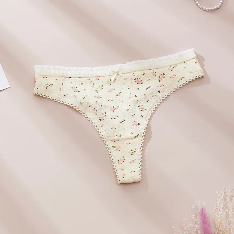 Cute Print Panties for Women Thongs Cotton Spring Summer Soft Lingeries Fashion Sexy Bow Women's Intimates Tangas Mujer