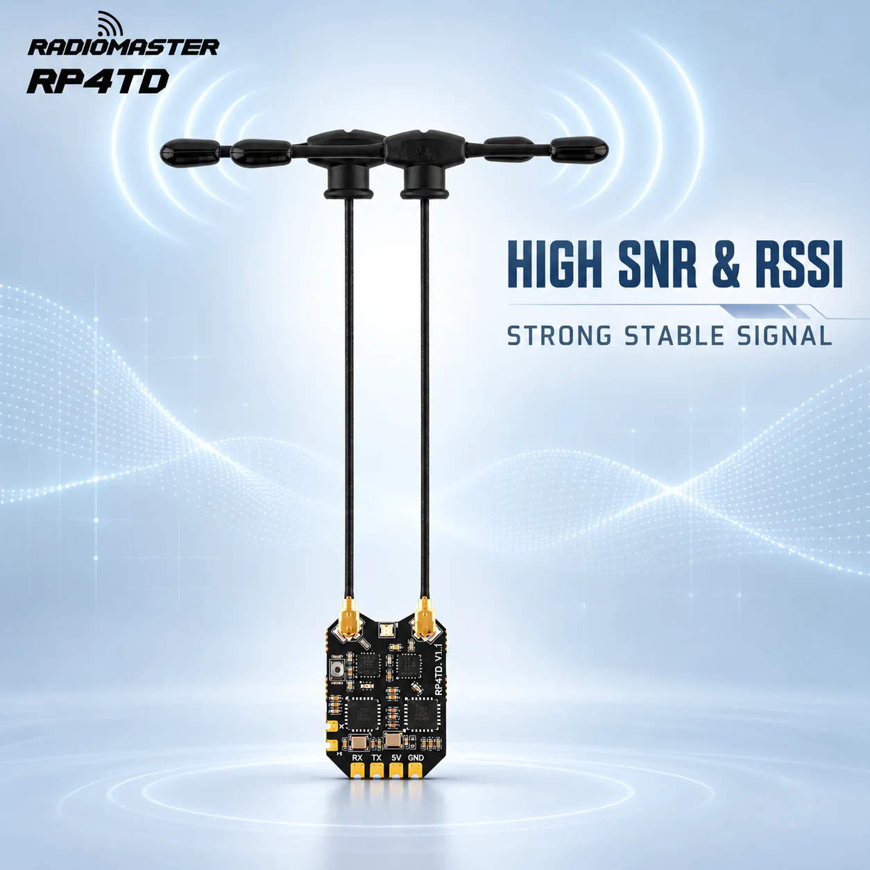 RadioMaster RP4TD ELRS 2.4GHz True Diversity Gemini Receiver, Dual Antenna 2x100mW CRSF UART for Long Range FPV Drone Fixed Wing