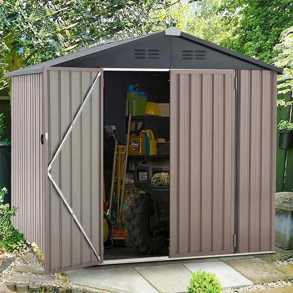 7' X 7' Outdoor Storage Shed, Metal Storages Shed for Outdoor with Design of Lockable Door, Outdoor Storage Shed