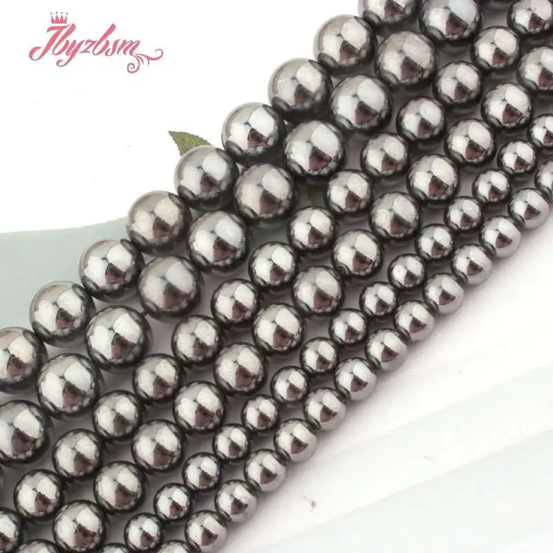 Natural Terahertz Stone Beads Round Smooth DIY Loose Strand 7Inch/15Inch For Necklace Jewelry Making 6/8/10mm Free Shipping