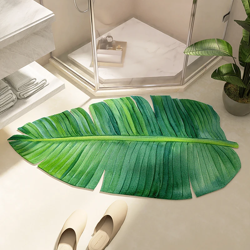 

Коврики в форме листа. Впитывающие и быстросохнущие коврики для ванной комнаты под раковиной. Нескользящий ковер из диатомовой грязи.