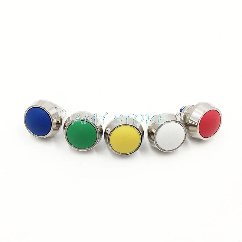 1Pc 12mm Momentary Push Button Switches Spherical Stainless Steel Car Modification Horn Doorbell RED BLUE BLACK WHITE GREEN YEL