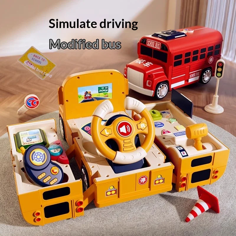 Multifunctional Deformable Tool Car Toy Simulated Driving Steering Wheel Educational Interactive Pretend Play Vehicle Toy