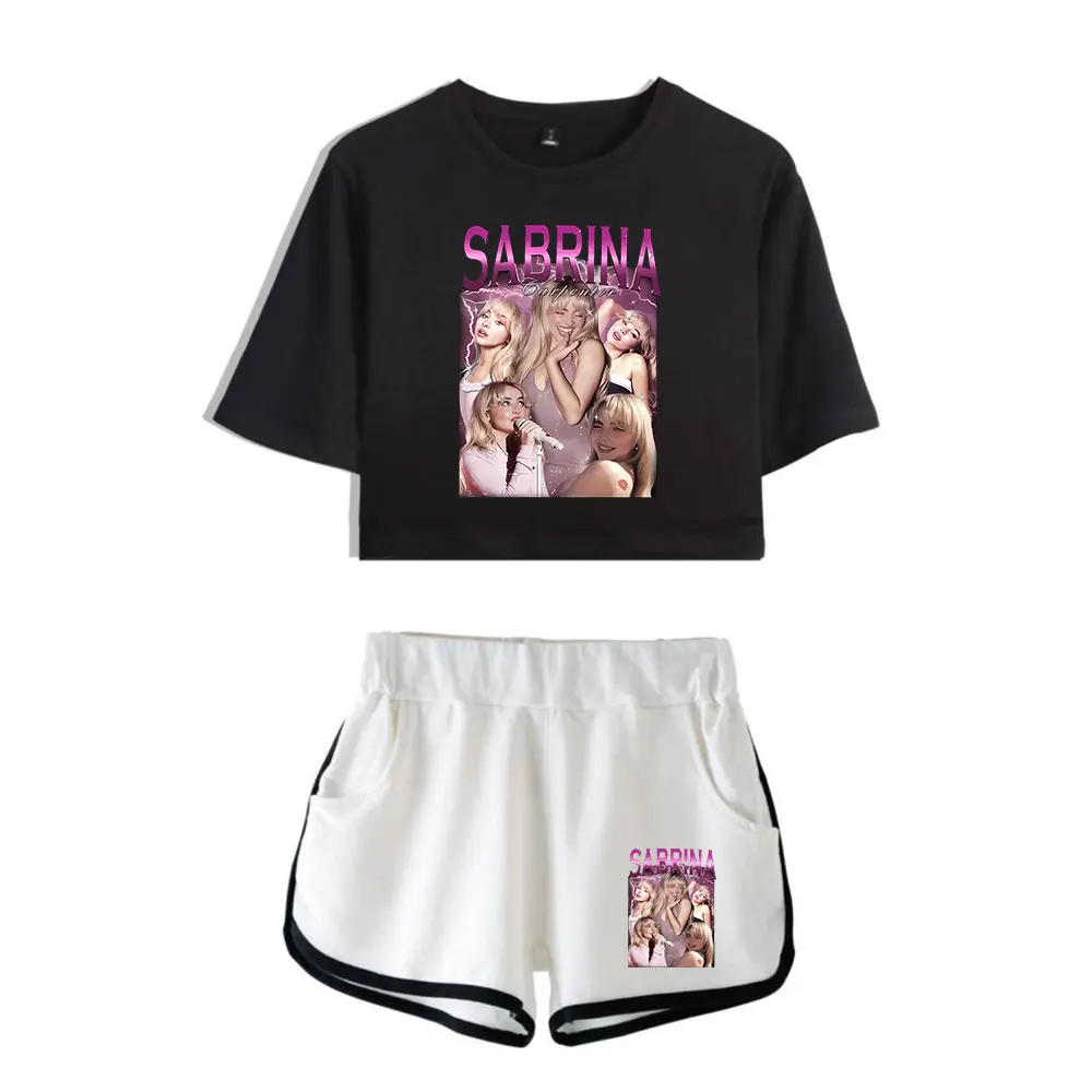 

Sabrina Carpenter Suit Vintage 90s logo Merch Tops Harajuku Two Piece Set Shorts+Lovely TShirt Trendy Suit