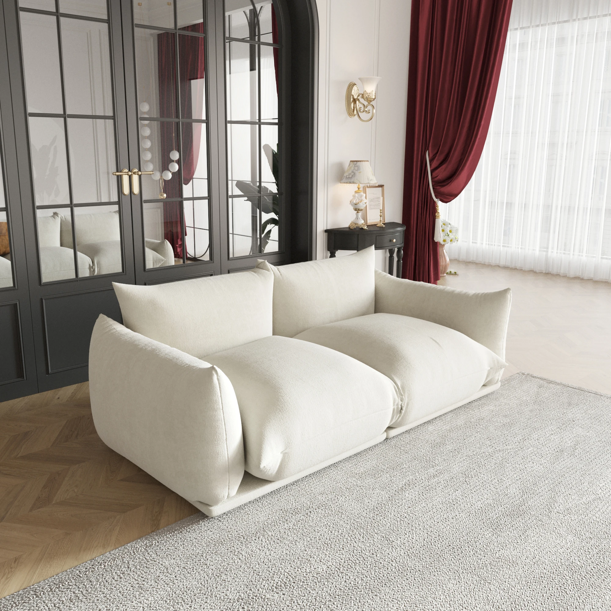 

Love Seat Синельный диван Диван середины века Глубокое сиденье любви Диваны 77 дюймов Плюшевые диваны Мебель для небольших помещений Гостиная Спальня