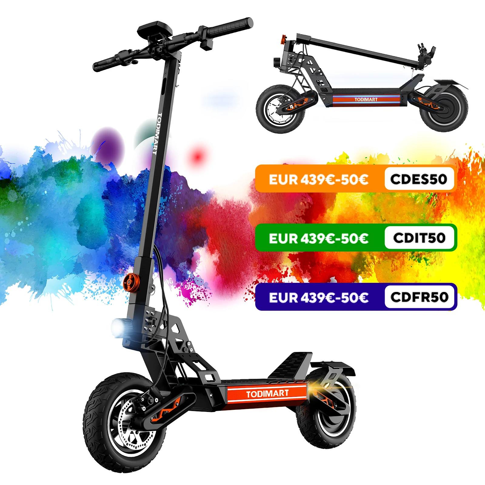 S9 adult electric scooter, range 70-90KM,Moteur1000W, 48V 20.8Ah, TODIMART