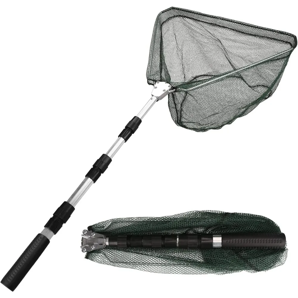 

Fishing Landing Net with Telescopic Aluminum Handle Pole, Collapsible Nylon Mesh Minnow Fish Net for Saltwater & Freshwater, Portable Fishing Gear for Kids, Men, Women, Extends 21-75 Inches