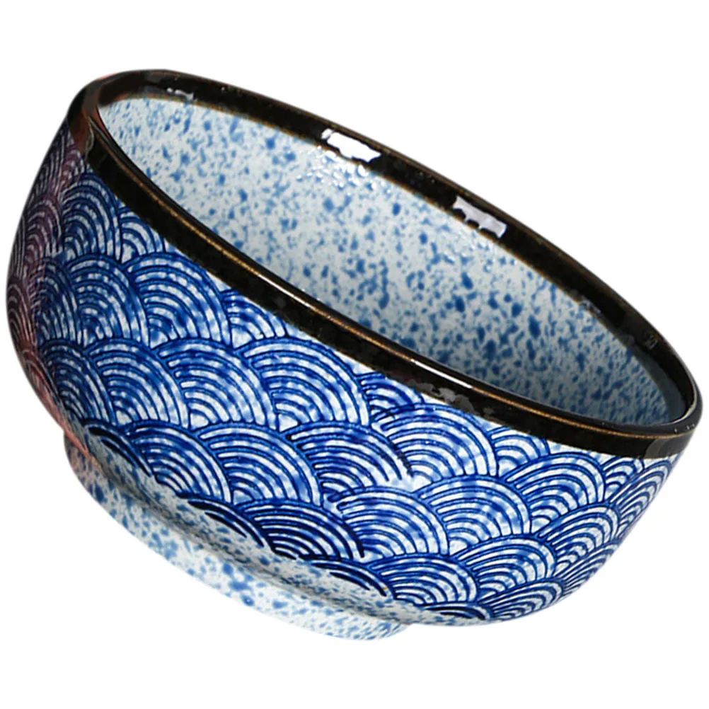 

Ceramic Deepened Thickened Sea Wave Ramen Bowl Household Use Microwavable Soup Bowl Stackable Fingerprint Resistant Kitchen
