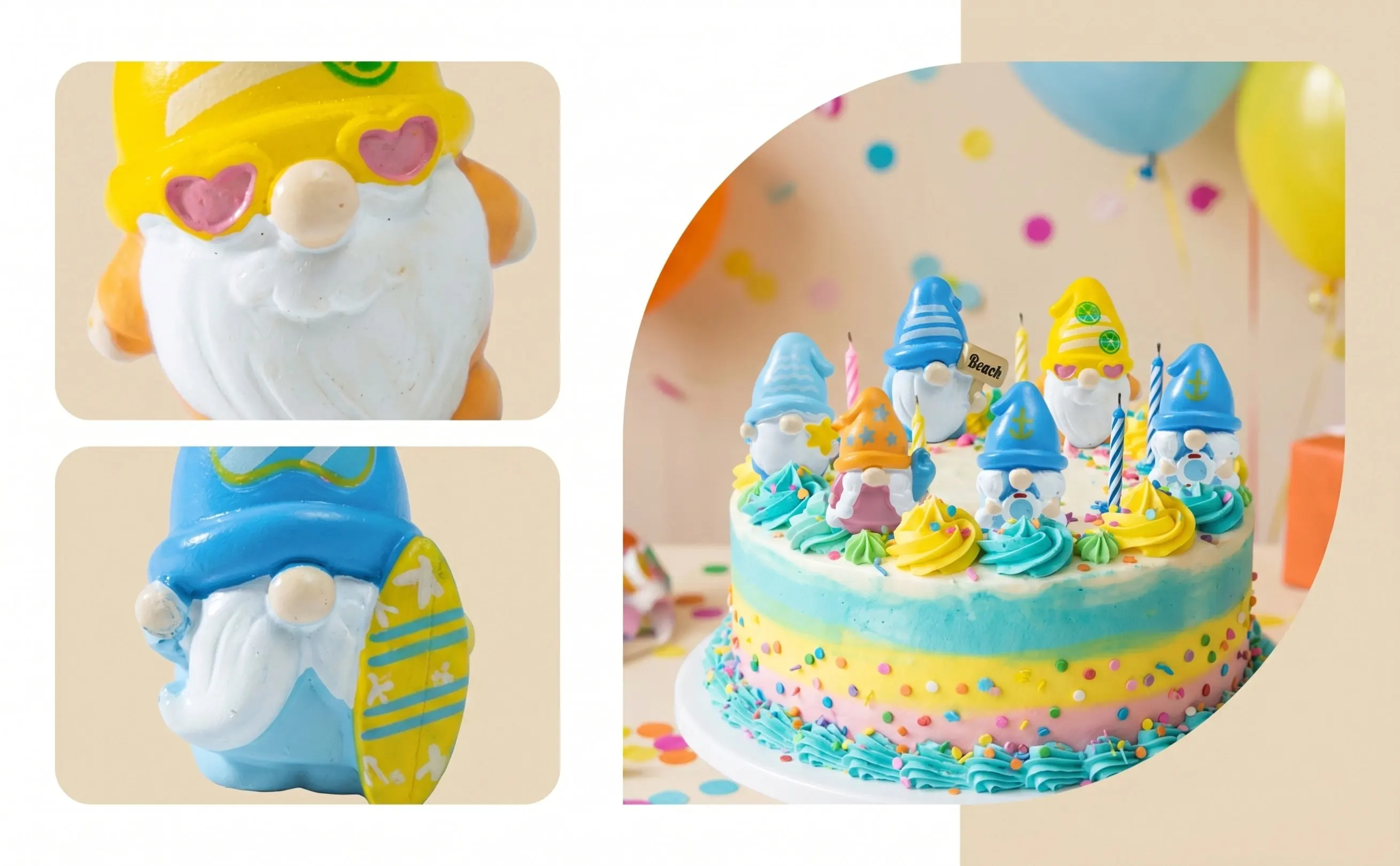 12Pcs Resin Mini Gnomes Garden Dwarf Statues Beach Theme Tabletop Decor Pool Party Hawaiian Party Favors
