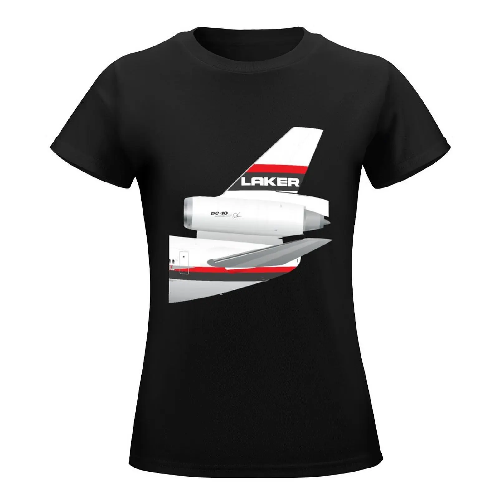 Wings In Uniform - DC-10 - Laker Airways 70's T-Shirt Female clothing funny summer clothes oversized cotton t shirts Women