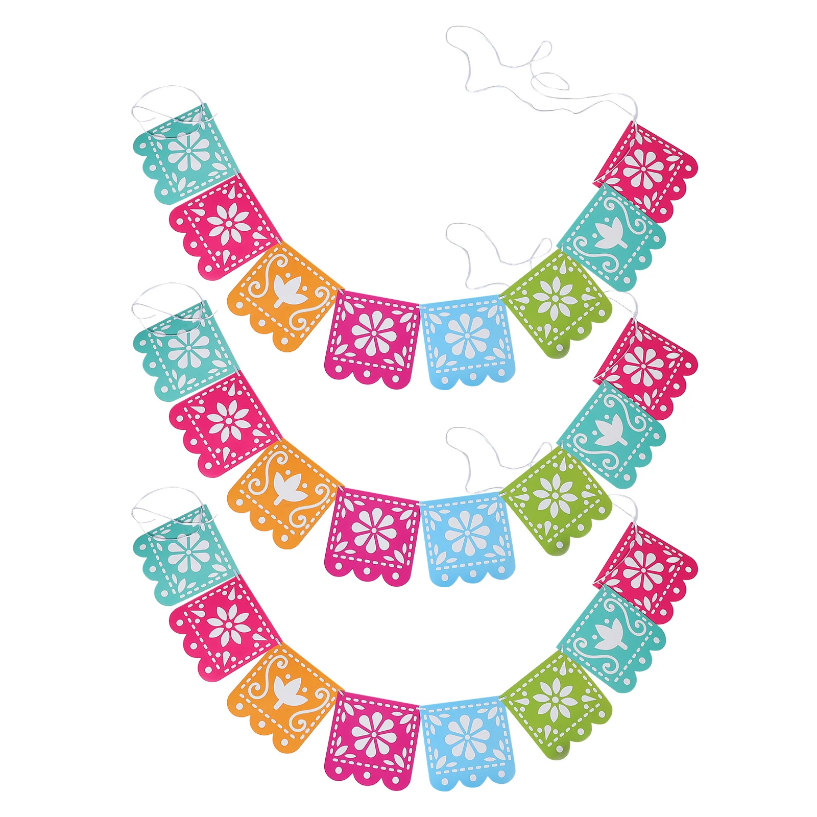 

3Sets Mexican Party Banner Fiesta Party Decorations Day of The Dead Mexican Theme Bunting Flags Reusable Hanging Garland