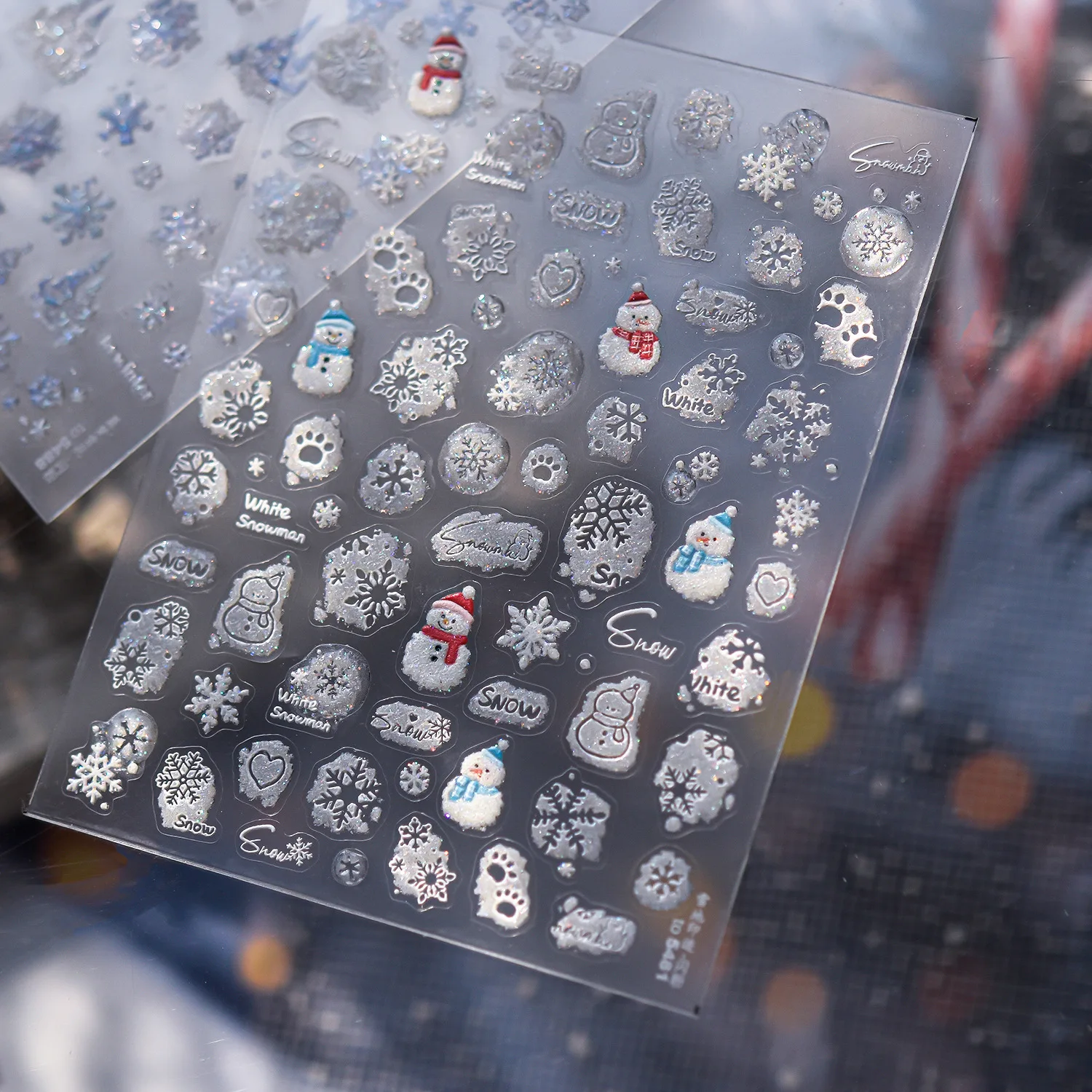 Dreamy Glitter flocon de neige bonhomme de neige haute qualité hiver Nail Art autocollant Design décoration décalcomanies bricolage manucure T-5488