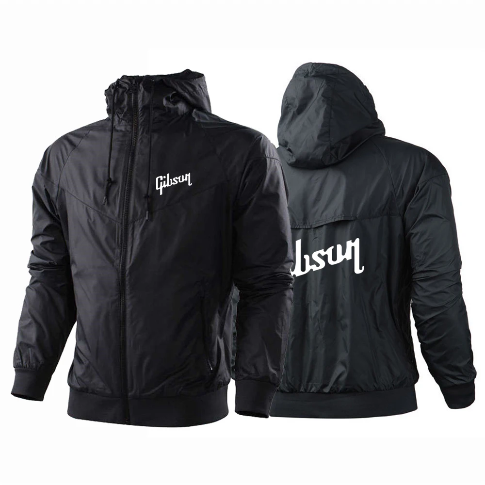 

2023 New Men's Gibson Printing Fashion Spring And Autumn Splicing Slim Fit Tracksuit Harajuku Windbreaker Zipper Jacket Coat