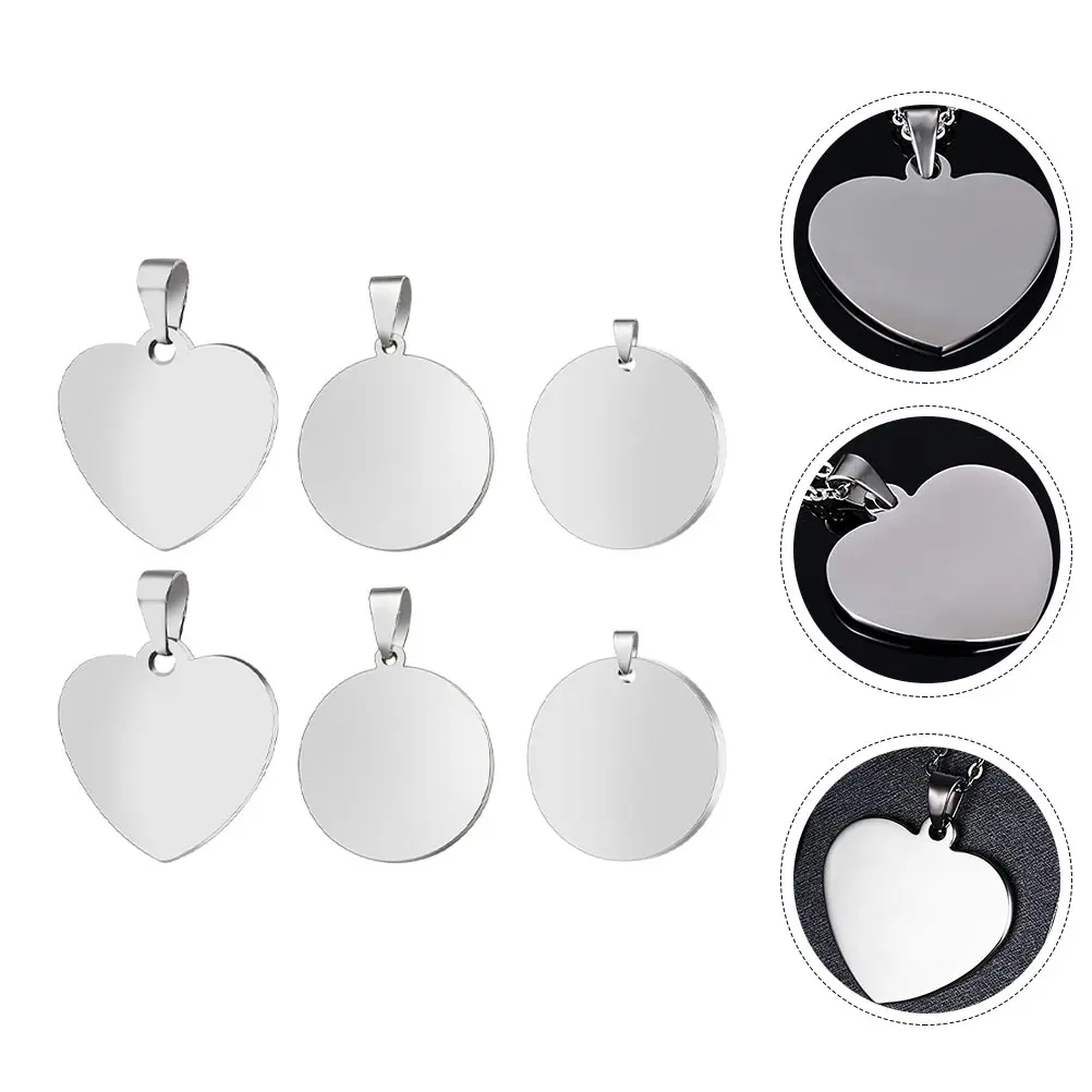 

6 Pcs Dog Name Tags Stainless Steel Pendant Jewelry Craft Charms Metal Stamping Blank DIY Material