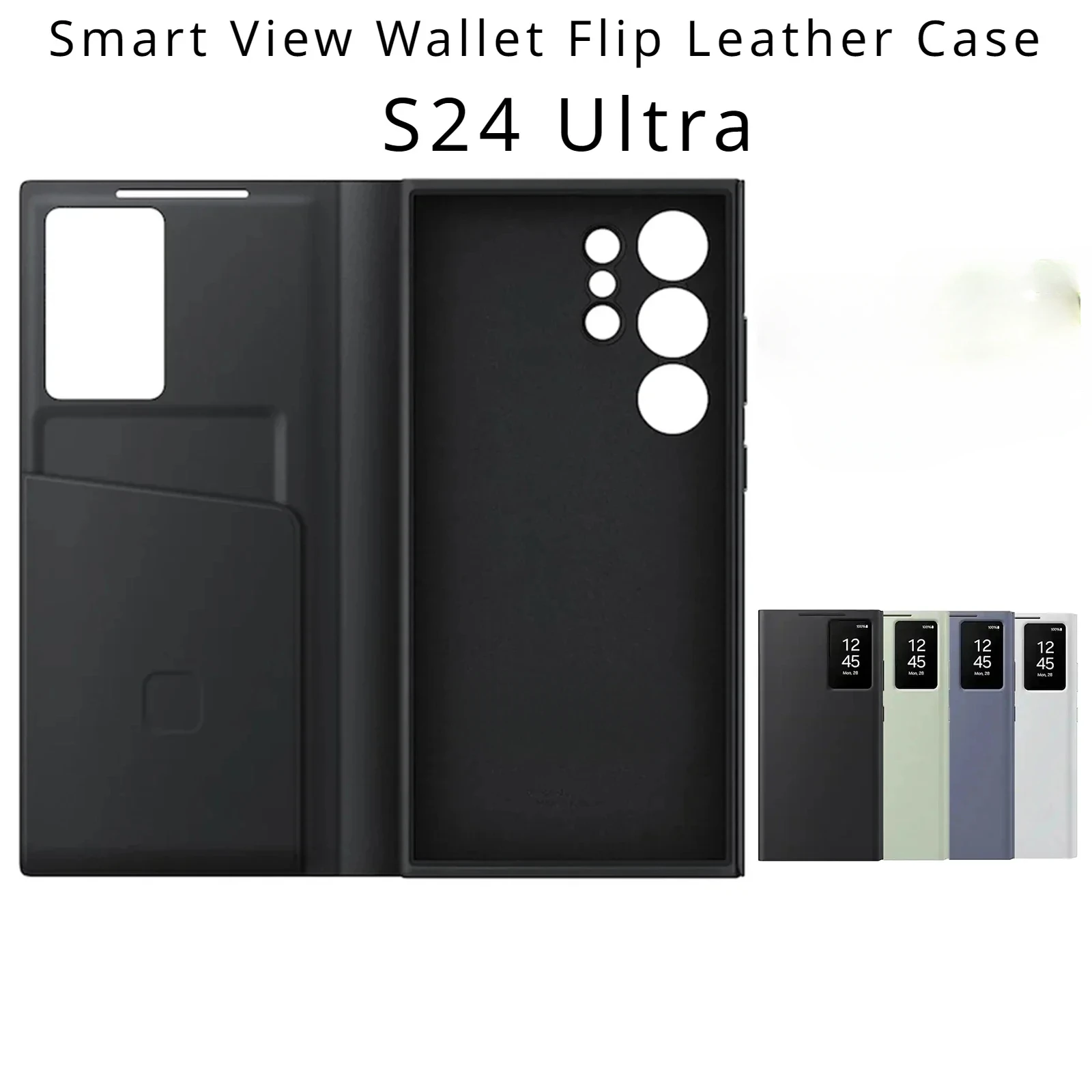 Smart  Leather Case For Samsung Galaxy S24 Ultra 5G SM-S928B View Wallet Flip Phone Case Cover With smart chips