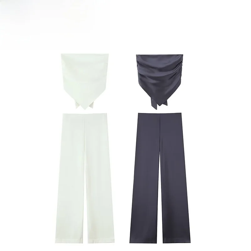 

JNLEAOG осенние новые женские тонкие шелковые атласные шарфы с высокой талией, модные длинные прямые брюки-трубы для поездок на работу