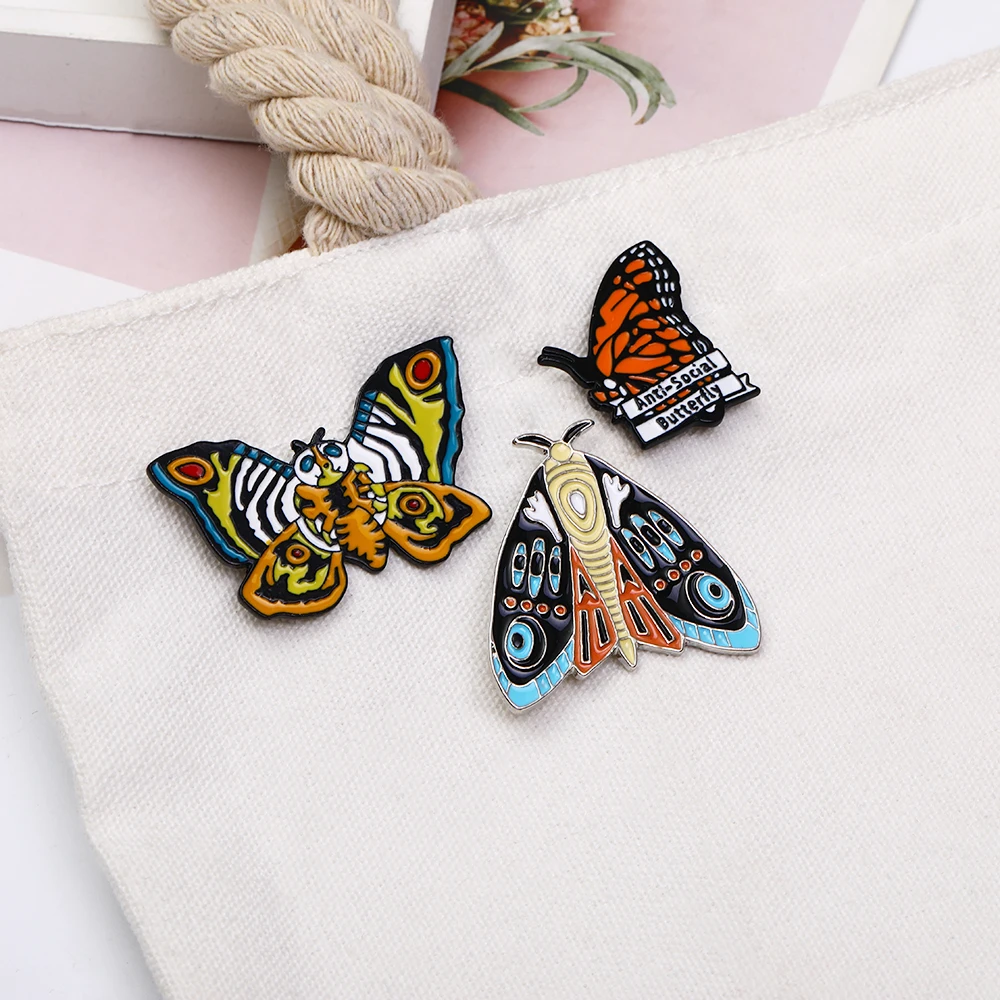 Bonito Anti-Social Borboleta Libélula Abelha Broches Colorido Esmalte Mariposa Inseto Laple Pins Para Meninas Mulheres Roupas de Festa Emblema