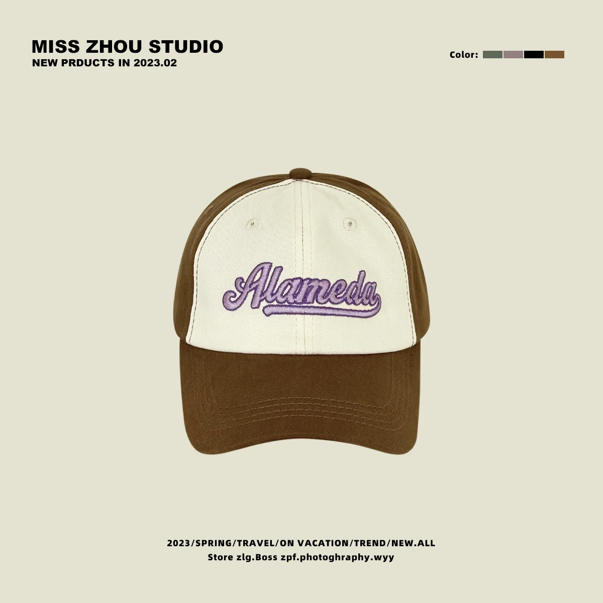 Retro Color Matching Baseball Cap Female Spring and Summer Soft Top Letters Embroidered Peaked Cap Sun Protection Sun Hat Tide