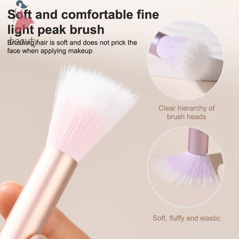 Ensemble de pinceaux de maquillage synthétiques, mini brosse pour fond de teint et blush, poignée rose, document bonbon, voyage