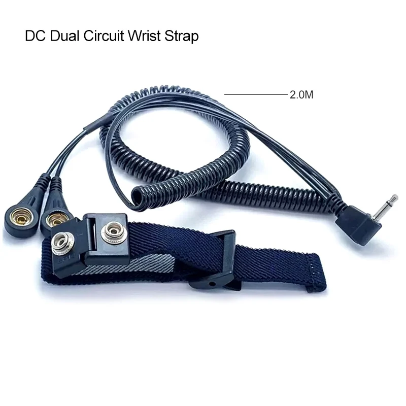 DC 3.5mm Audio Plug Dual Circuit Wired Anti-Static Wristband ESD Wrist Wristband Braided Strap PU Electrostatic Bracelet