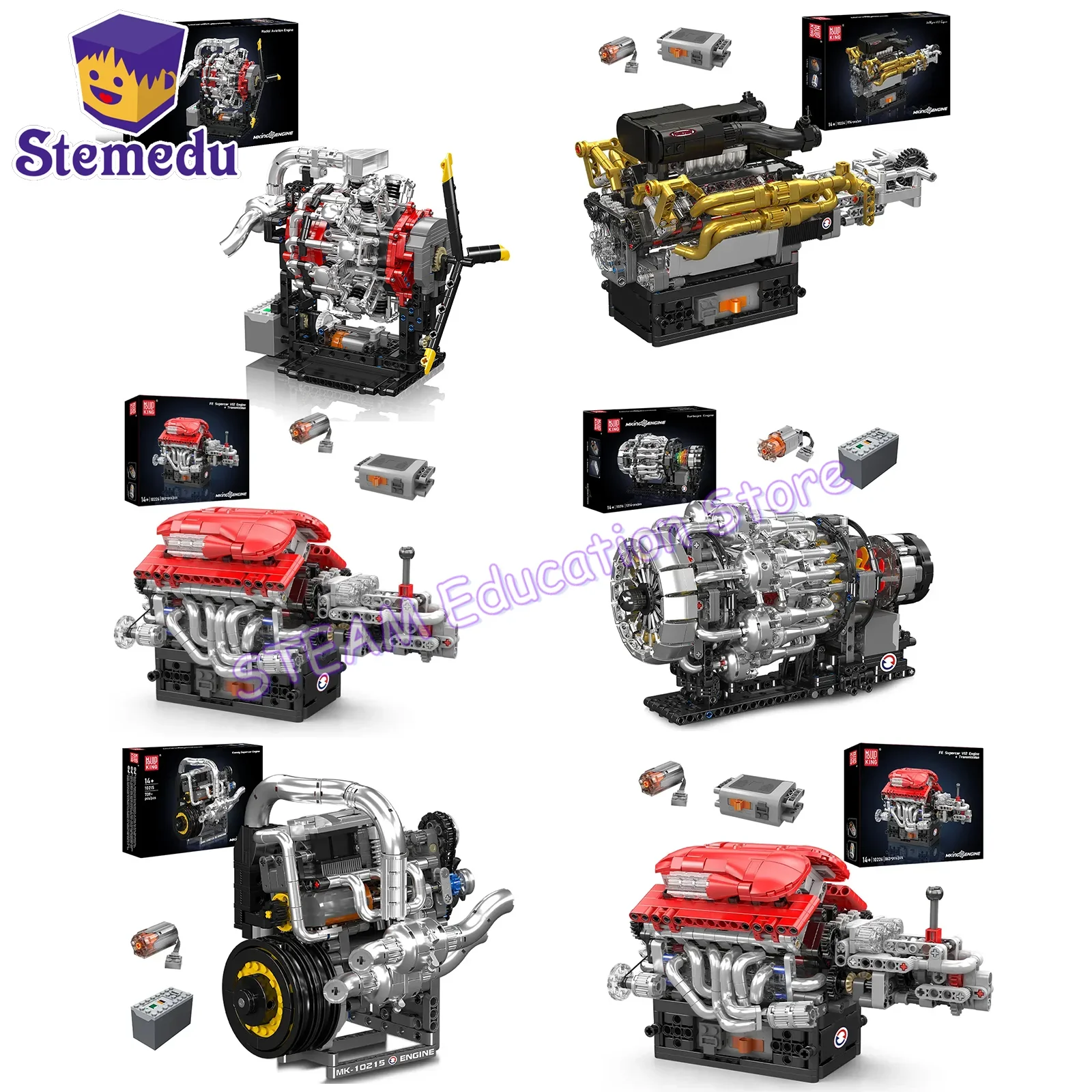 

MOLD KING Техническая функция питания двигателя Sportcar V12 Модель двигателя Строительные блоки Набор игрушек Технология Коллекция Подарок
