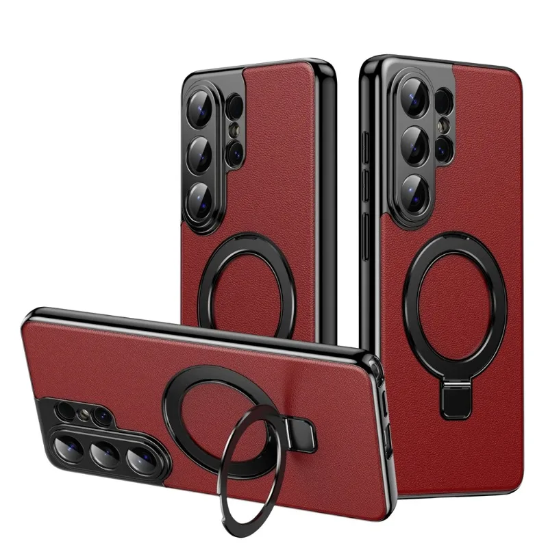 

Business Leather Camera Protect Magnetic Case for Samsung S26 Ultra S26 Plus for Magsafe Bracket Stand Holder Skin Feeling Cover