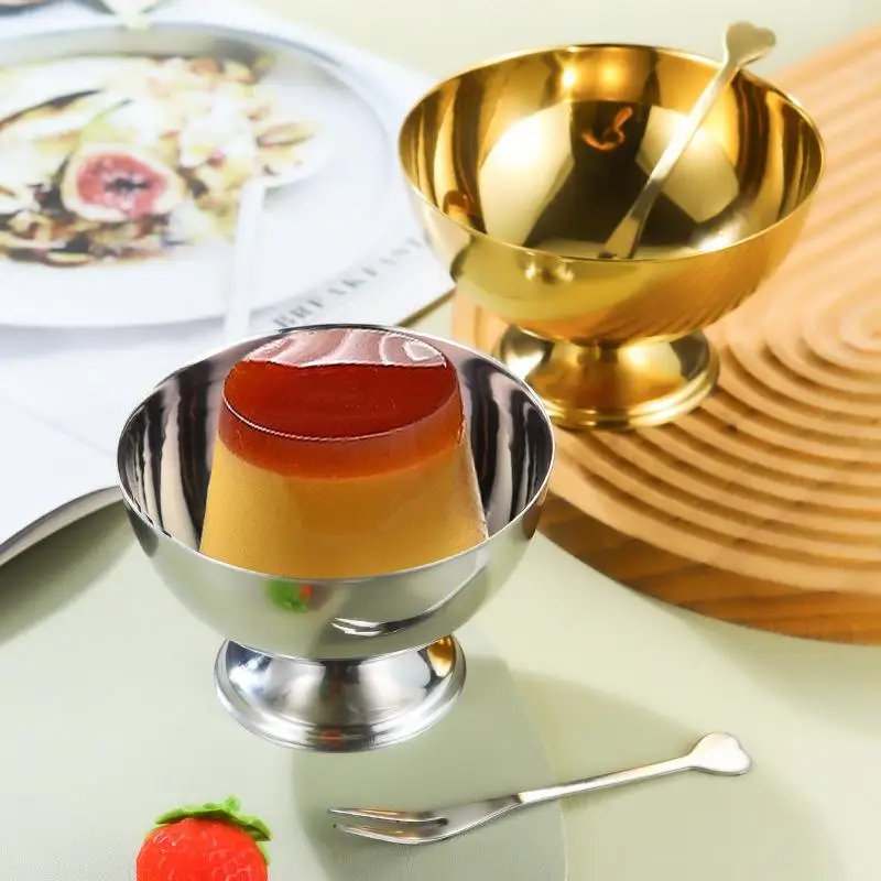 1PC Ice Cream Stainless Steel Stainless Steel Salad Cup Salad Cup Reusable Fruit Candy Dessert Bowls Kitchen Barware Set