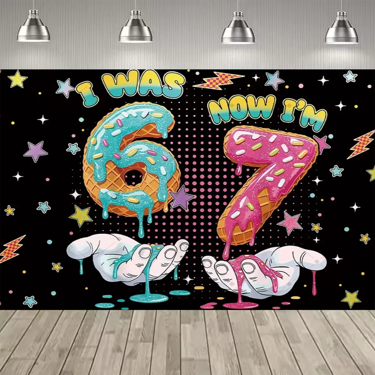 2D Flache Farbige Zahlen ICH BIN JETZT 6, WAR EHER 7 - Themen-Dekoration für Jungen- und Mädchen-Geburtstagsfeiern, Party-Hintergrund, Partyzubehör, Deko-Banner – Detail 9