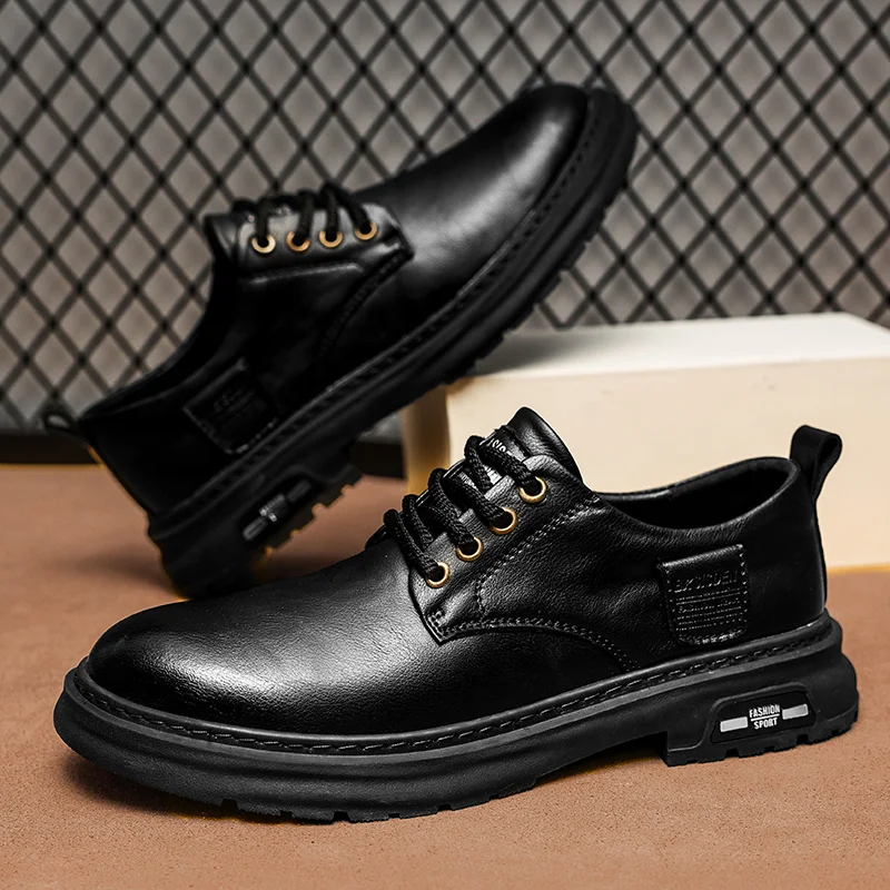 Men's casual business leather shoes men fashion lace-up derby shoe mens light comfortable outdoor driving. Flats