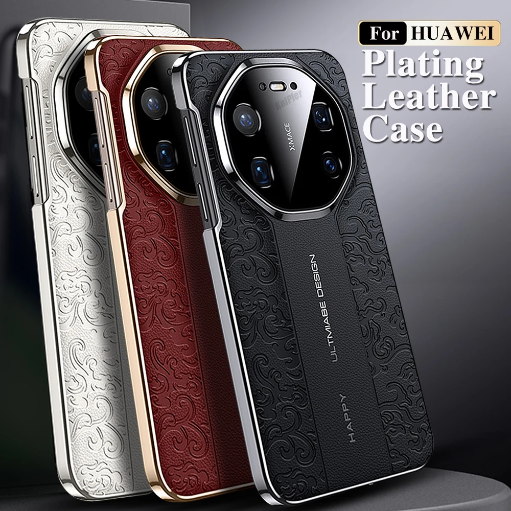 

Case for Huawei Mate 80 70 Pro MAX 3D Texture Leather Hybrid Case with Plating Gold Edge Luxury Slim Shockproof Protective Cover