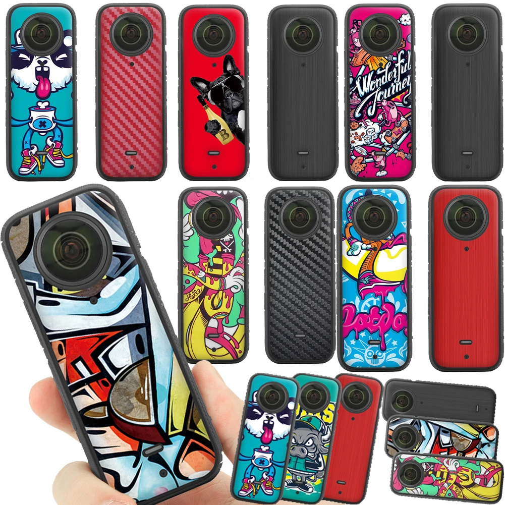 2 Sets Cartoon Sticker Protective Film Waterproof Scratch-proof Decals Removable Skin Cover for Insta360 X3 Camera Accessories