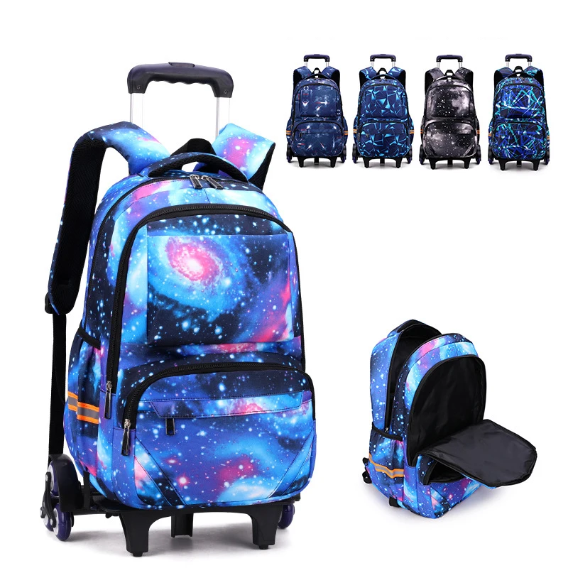 School bags with Wheels School Rolling Backpacks for Boys Trolley Bag Waterproof Orthopedic School Bag Student Wheeled Backpack