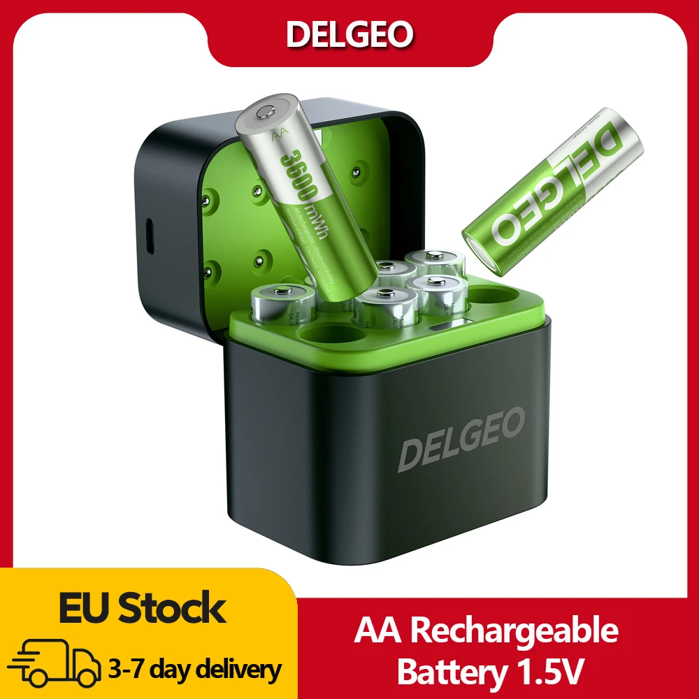 Batterie au lithium rechargeable AA 1,5 V avec étui de charge, grande capacité 3600mWh