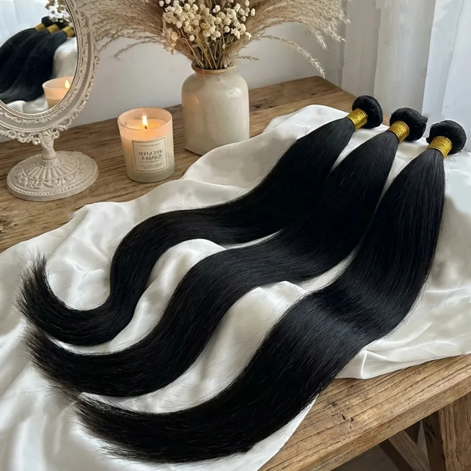 

Натуральные прямые волосы 38, 40, 40 дюймов, 100% бразильские, необработанные, в пучках, 1, 3, 4 пучка, двойная трессировка