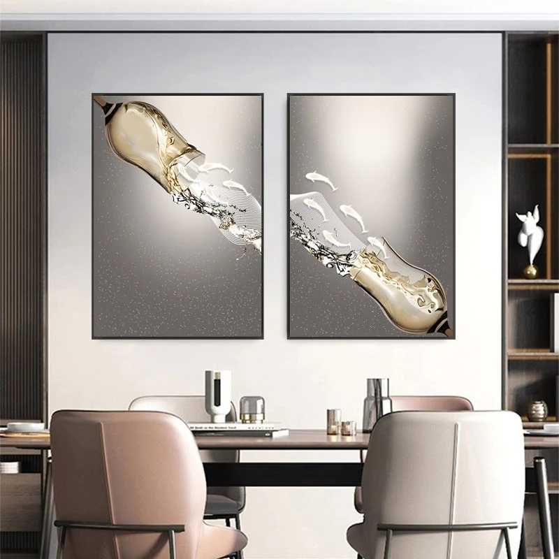 dining room wine glass ecorative painting aisle atmosphere dining table background wall mural high-end cuadros Home decoration
