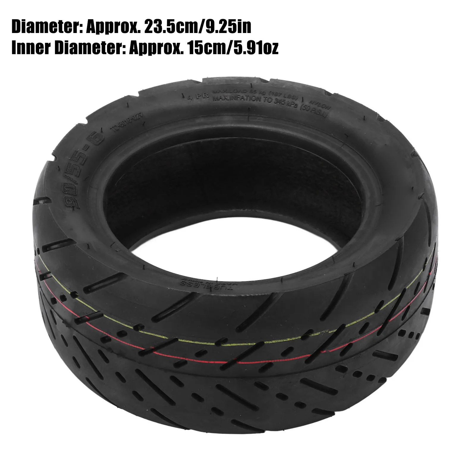 

90/55‑6 Tyre, 90/55‑6 Tire Rubber Shock Resistant Buffering Vacuum Tubeless Tyre Replacement for Electric Scooter Vacuum Tire