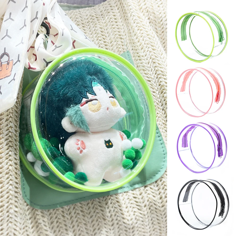 15CM Round Widened Version PVC Transparent Bag Keychain Display Bag Storage Case Organizer Box Storage Pouch Wallet Toy Doll Bag